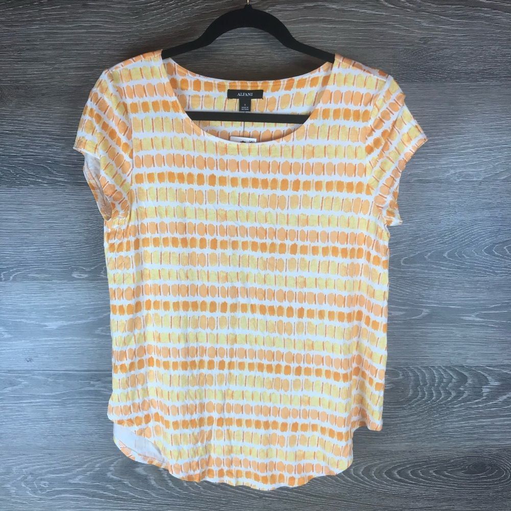 Alfani Orange Watercolor Short Sleeve NWT